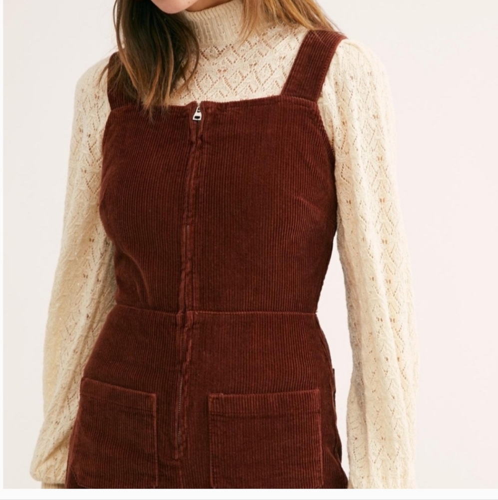 Free People Luna Corduroy Jumpsuit Overalls Size 4 - Picture 2 of 13